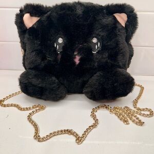 Kawaii Plush Fashion Kitty Crossbody Bag with Gold Chain by Meowgicians